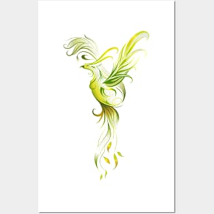 Fantastic Green Phoenix Bird Posters and Art